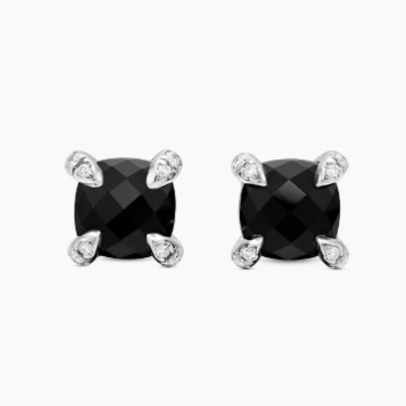 David Yurman Black Onyx Petite Chatelaine Stud Earrings - Picture 1 of 4